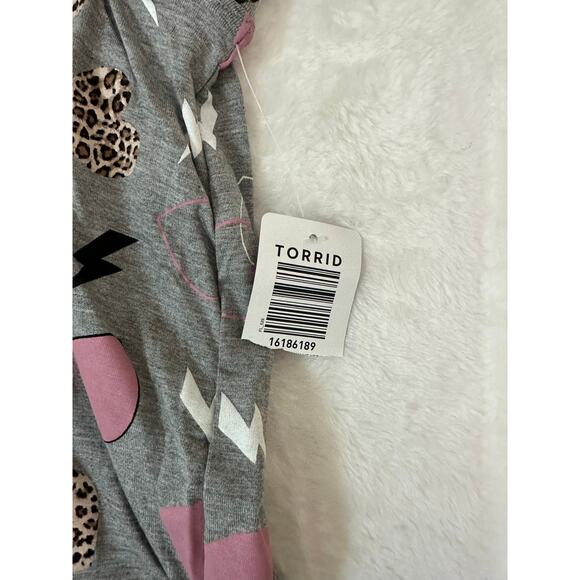 NWT Torrid Gray Top Shorts PJ Lounge Set 4 4X Sleep - Picture 4 of 8